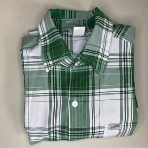 Vintage CaliTop Short Sleeve Plaid Shirt Sz S Green White USA 90s Streetwear